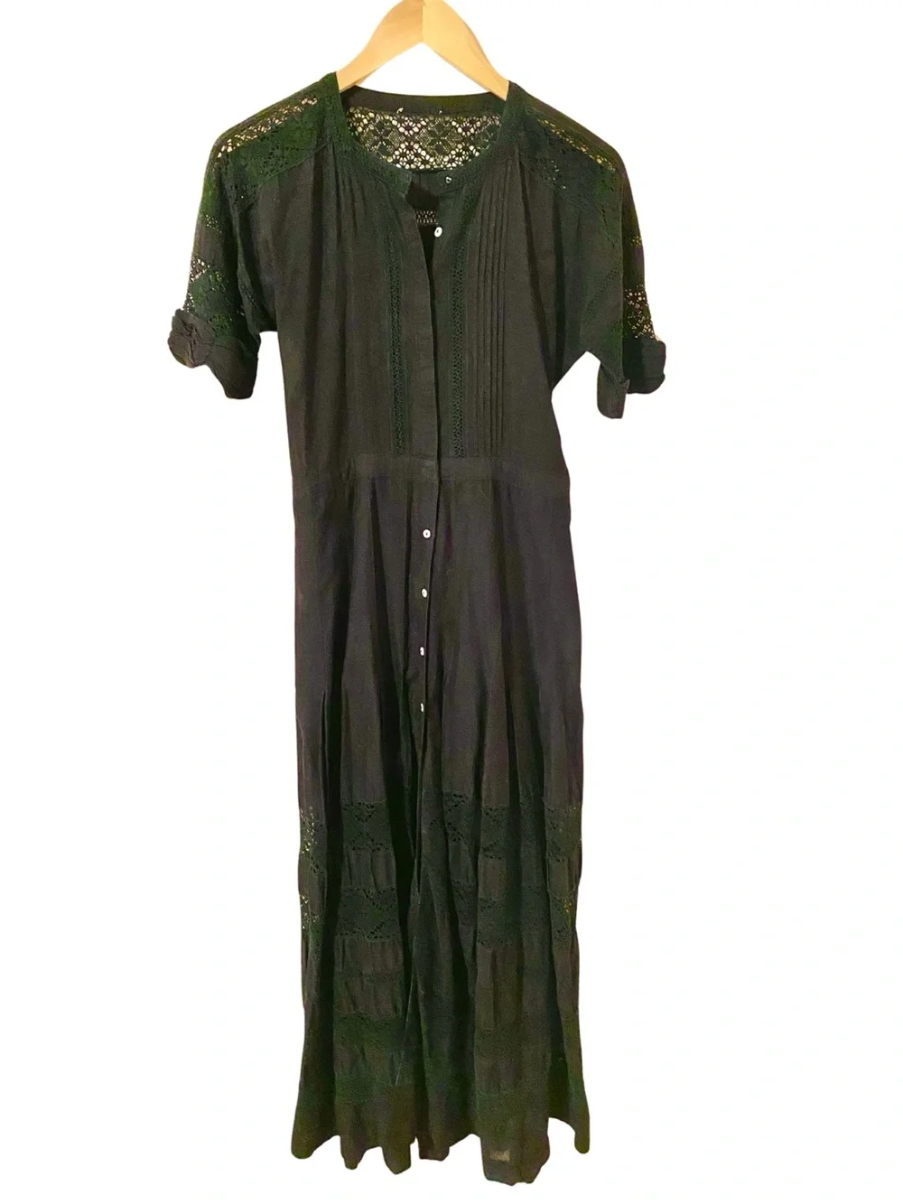 Loveshackfancy Cotton Edie Crochet Maxi Midi Lace Dress Black Small - Picture 6 of 16